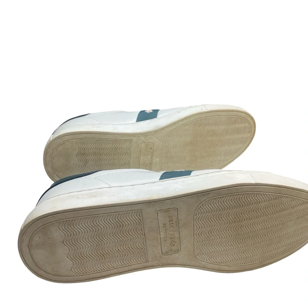Kate Spade Iggy low top court sneakers white peacock sapphire green woman’s 7.5 - Picture 7 of 8